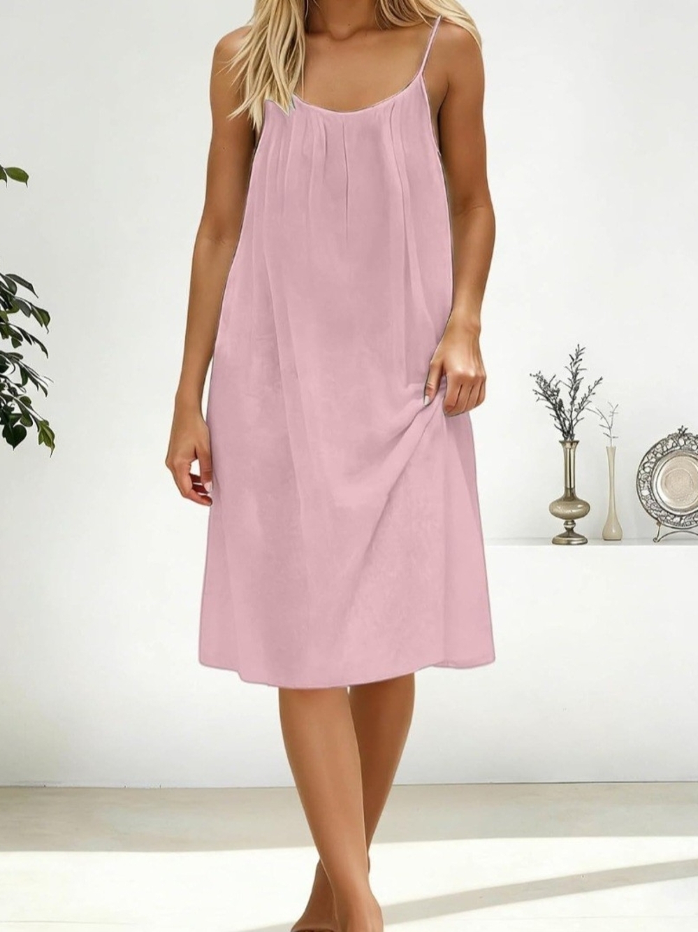 Pink Backless Cami Dress - Size M